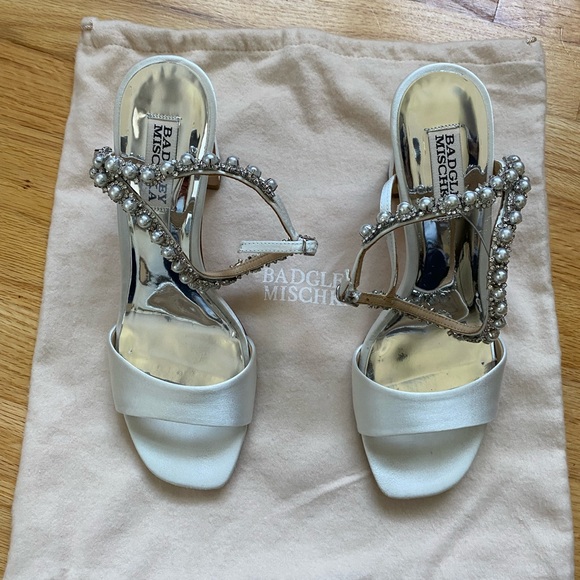 Badgley Mischka Korina Square Toe Adorned Strap High Heel Sandals - Picture 6 of 11